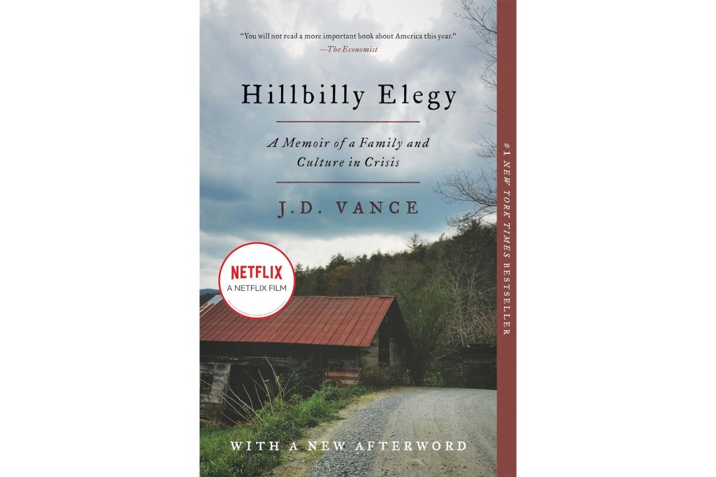 Book cover of 'Hillbilly Elegy' featuring an image of a house