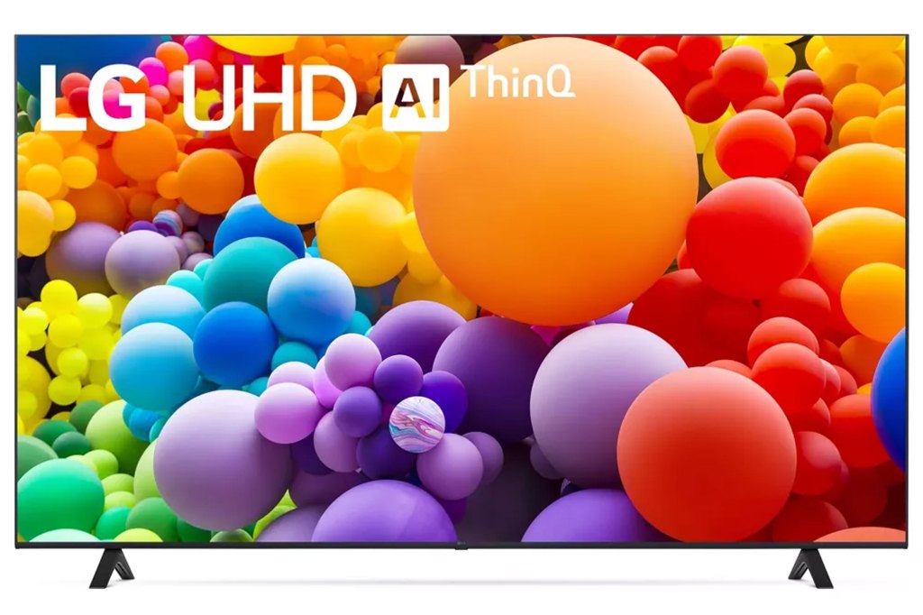 A screen displaying many colorful balloons