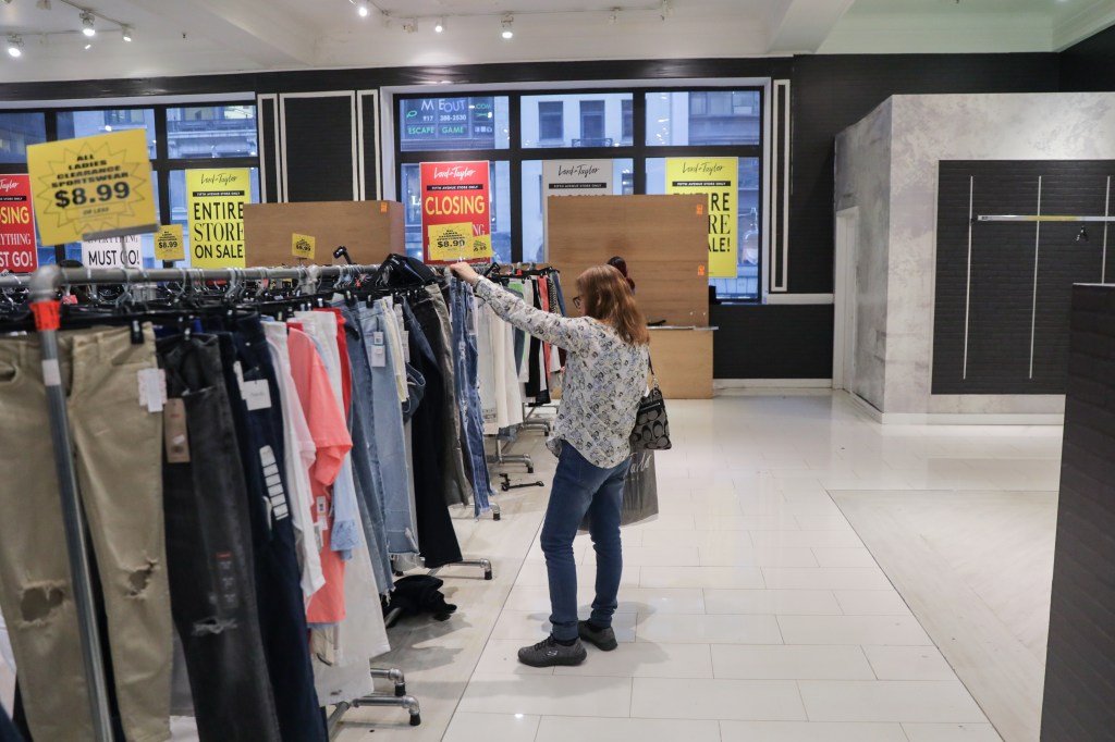 Shoppers looking for deals in Lord & Taylor's 5th Avenue store in Manhattan, which is closing down, now Amazon's NYC headquarters