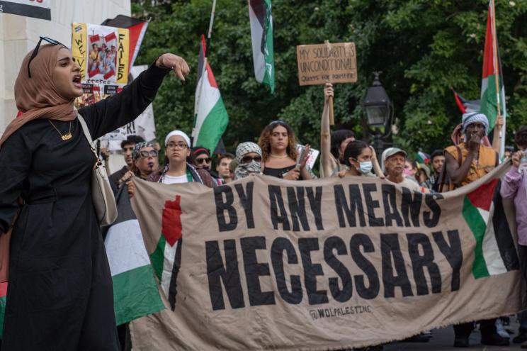 Anti-Israel protestors in Washington Square Park in Manhattan on July 4, 2024.