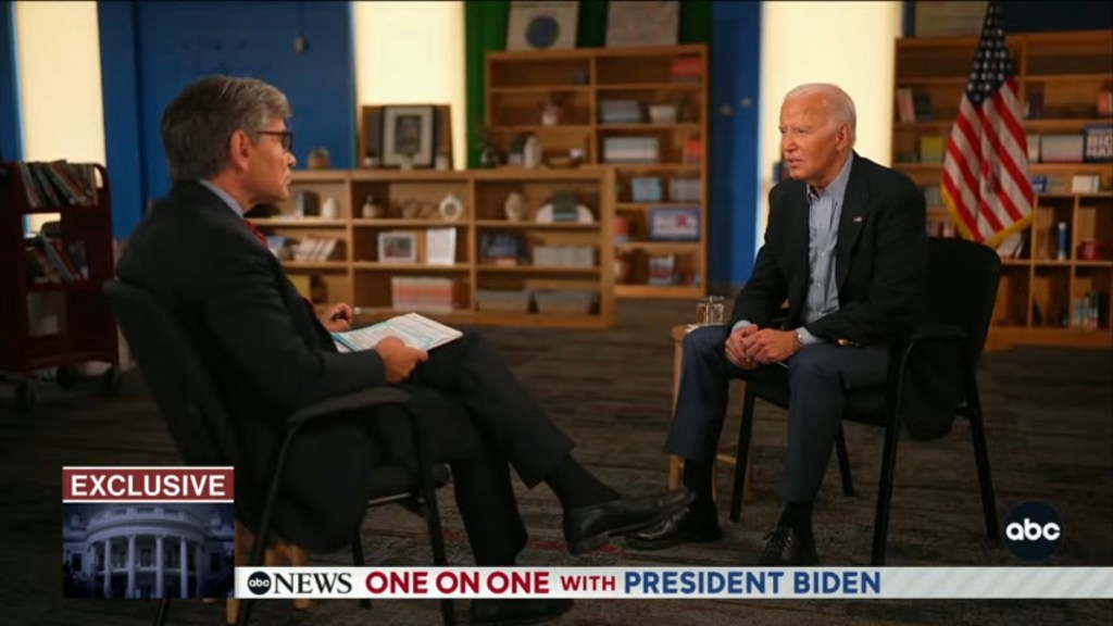 ABC News' George Stephanopoulos interviewing Joe Biden.