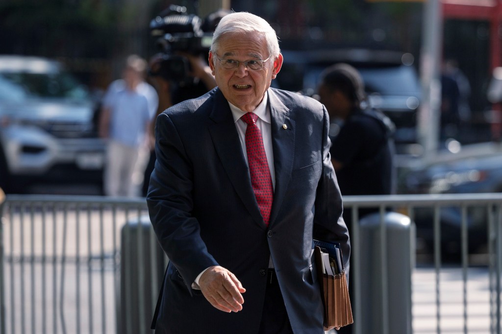 Sen. Bob Menendez arriving at federal court in Manhattan on July 9, 2024.