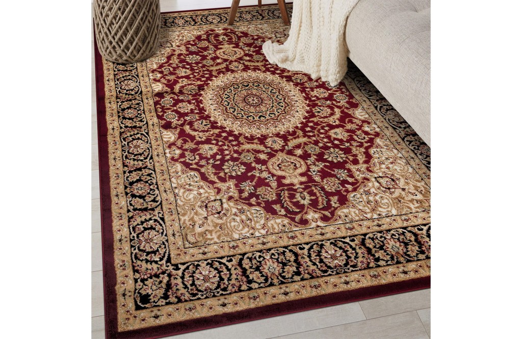 Shiflett Oriental Burgundy/Mustard/Black Area Rug
