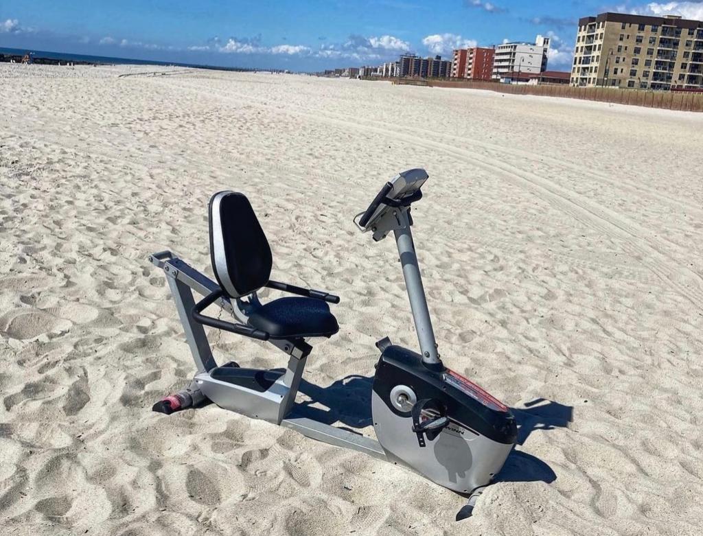 exercise bike on long beach