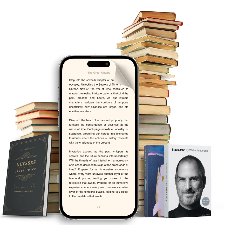 A stack of books with a phone.