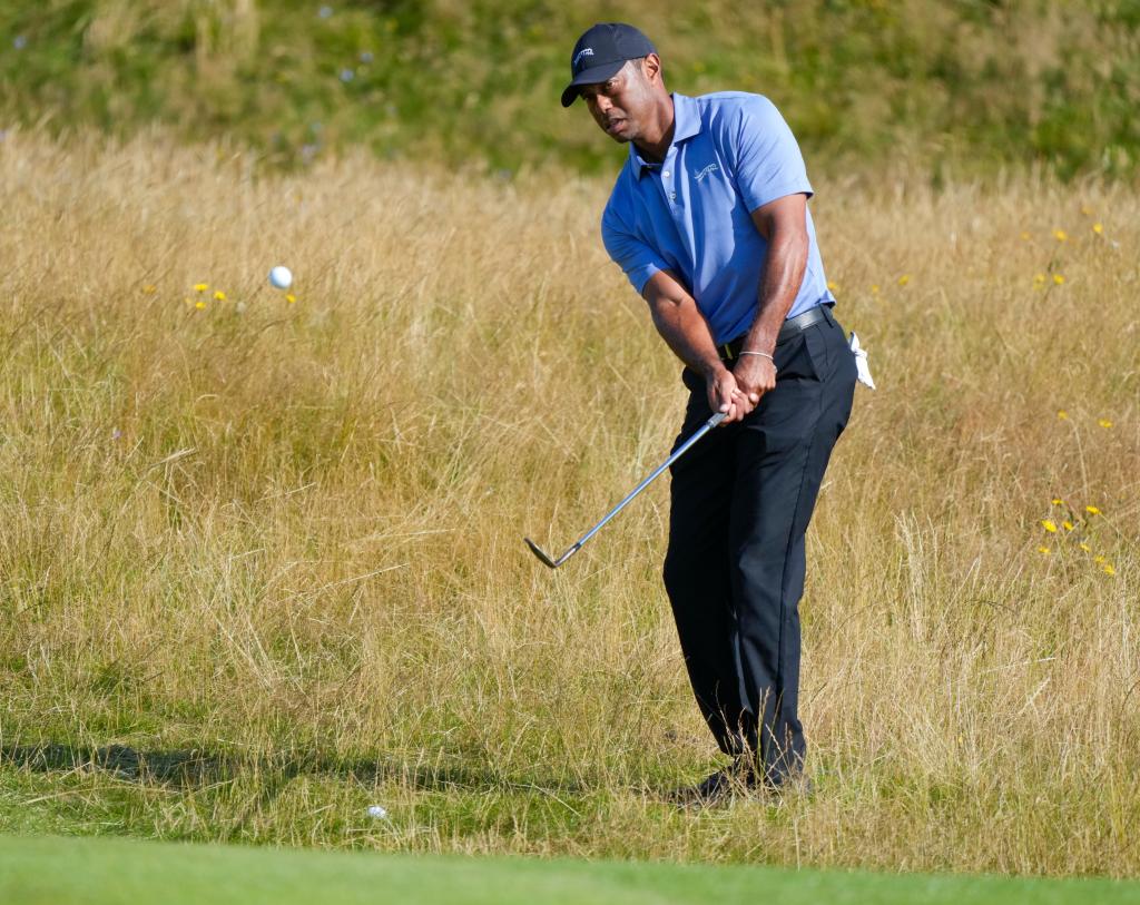 Tiger Woods practicing at Royal Troon on Monday. 