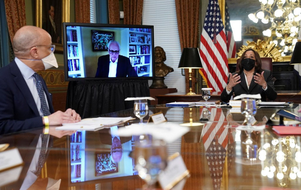 Kamala Harris holds a conversation with leaders in Central America.