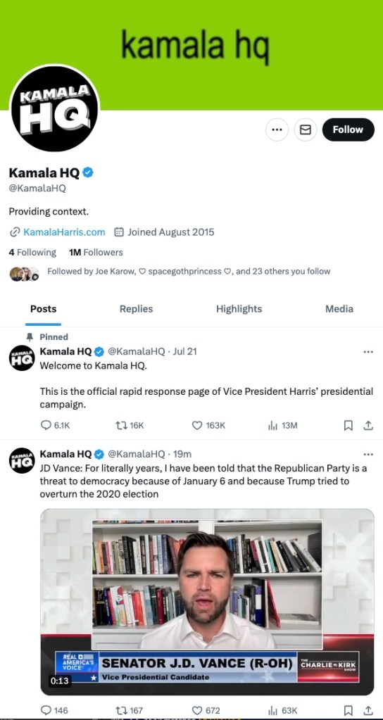 The kamalahq twitter account