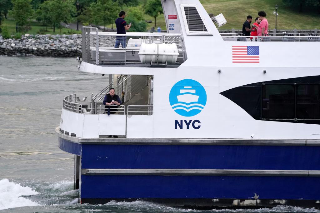 A general view of a NYC Ferry in the East River as seen from New York, NY as seen on June 14, 2024. 