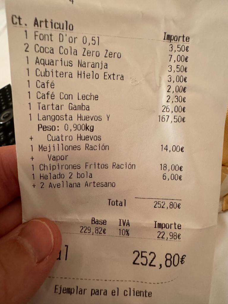 Antonio Barbeito's receipt