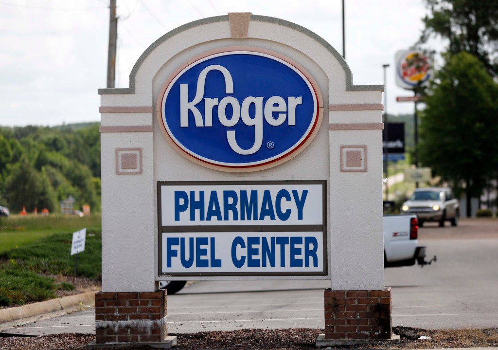 A Kroger grocery store sign 