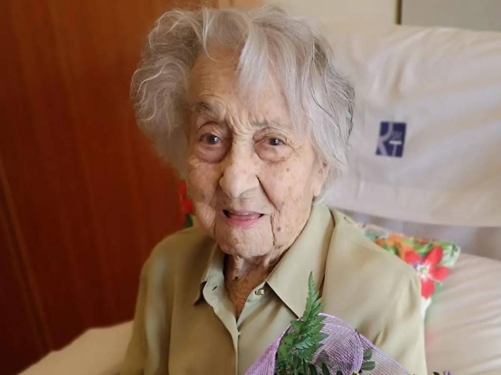 Portrait of Maria Branyas Morera, the world's oldest person and survivor of Covid-19