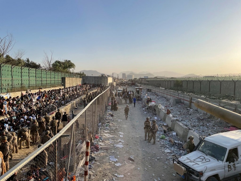 The bombing area at Abbey Gate is pictured August 26, 2021,  in Kabul, Afghanistan, before the blast.