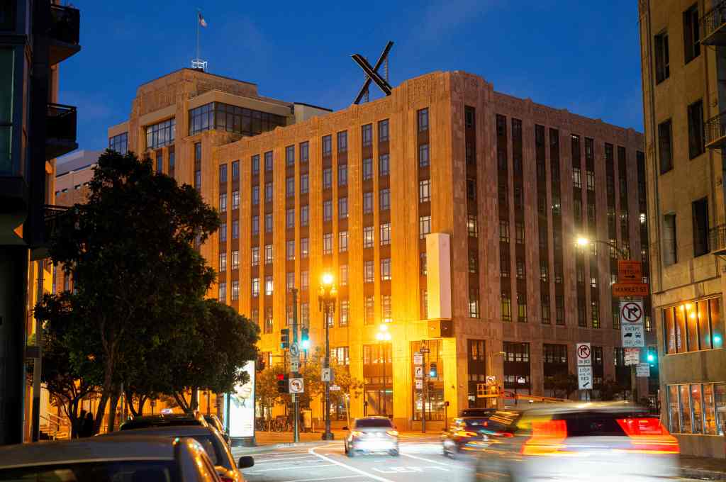 A newly constructed X sign is seen on the roof of the headquarters of the social media platform previously known as Twitter, in San Francisco, on July 29, 2023