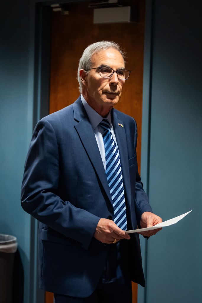 US Special Counsel David Weiss prepares to speak to reporters following the conviction of Hunter Biden on three federal gun charges at the US Attorney's Office in Wilmington, Delaware, USA, 11 June 2024.