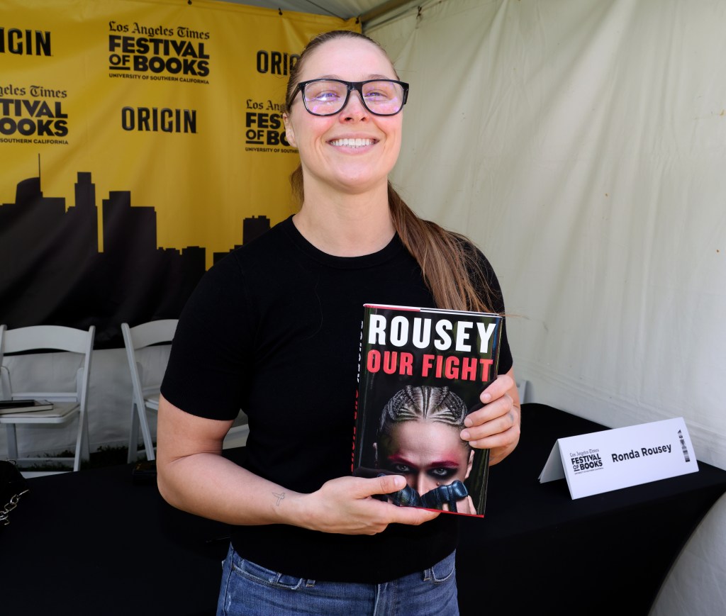 Ronda Rousey attends the 2024 Los Angeles Times Festival of Books at the University of Southern California on April 21, 2024 in Los Angeles, California.  