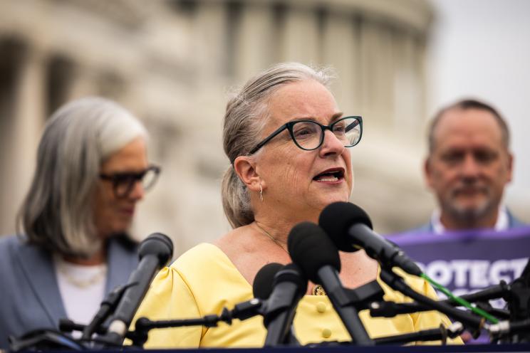 Representative Susan Wild speaking at a news conference in Washington DC on World IVF Day