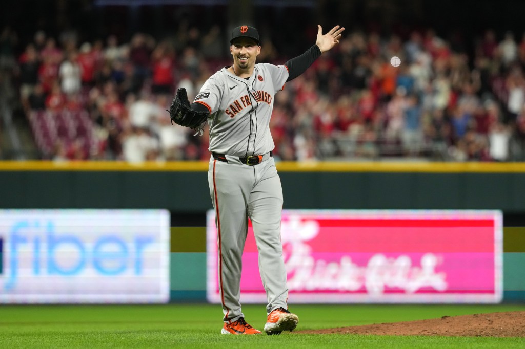 Blake Snell of the San Francisco Giants celebrates his first career no-hitter.