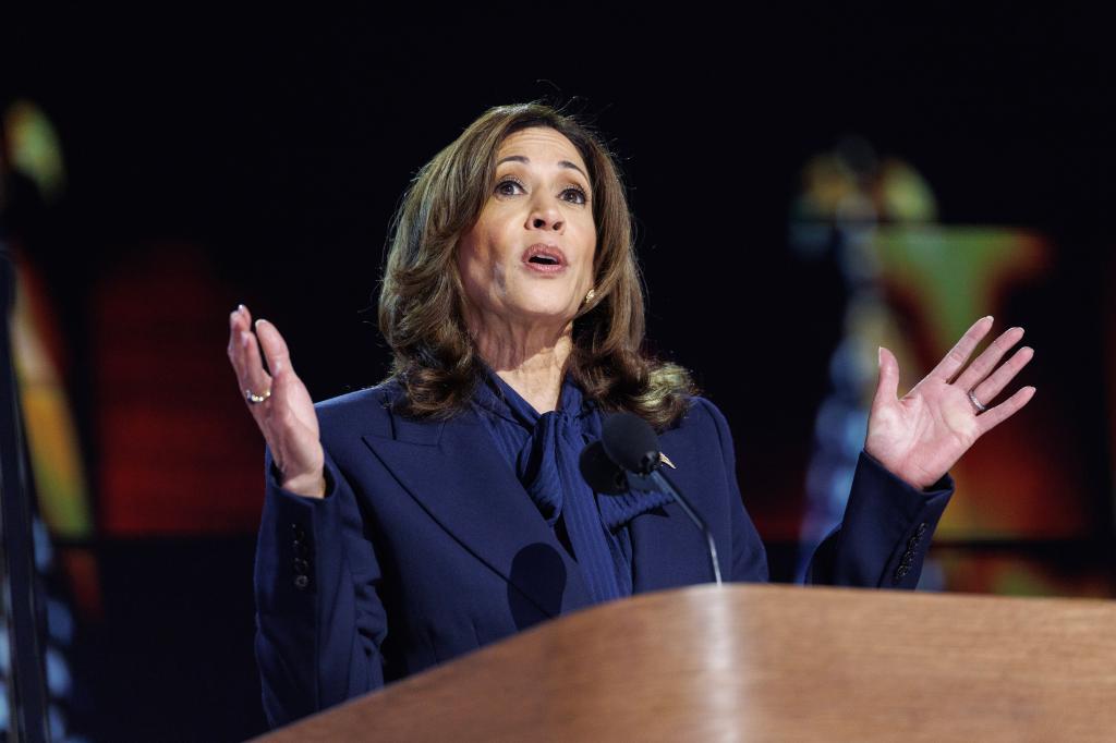 Vice President Kamala Harris accepting the nomination at the 2024 DNC on Aug. 22, 2024.