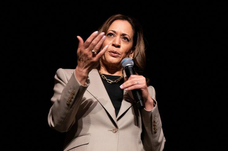 Vice President and Democratic presidential candidate Kamala Harris speaks in Prince George's County, Maryland, U.S., August 15, 2024.