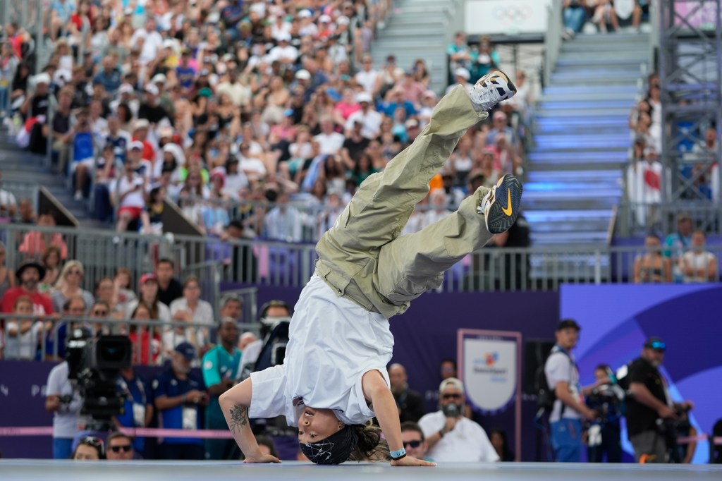 United States Sunny Choi, known as B-Girl Sunny, competes during the Round Robin Battle at the breaking competition at La Concorde Urban Park at the 2024 Summer Olympics, Friday, Aug. 9, 2024, in Paris, France.