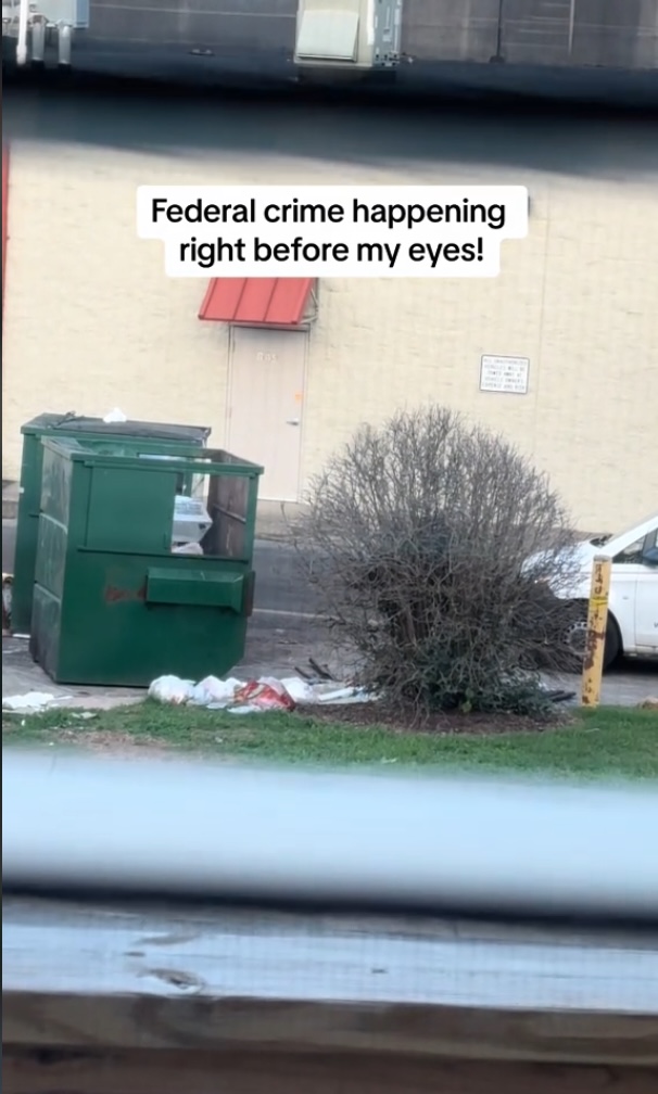 After the postal worker was seen throwing out two full boxes of alleged mail, he was seen sifting through the dumpster and appeared to be covering it with other trash already inside.