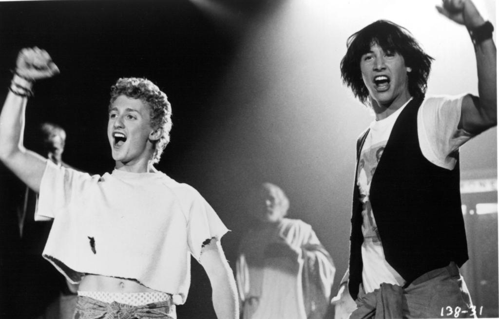 Alex Winter and Keanu Reeves in "Bill & Ted's Excellent Adventure" circa 1989.