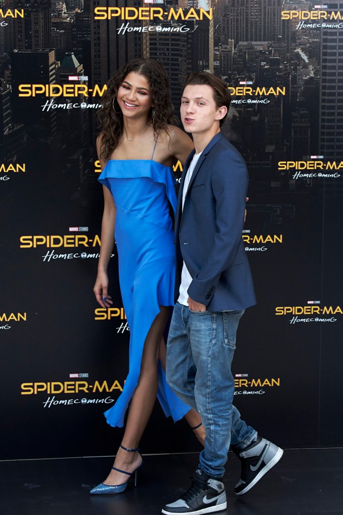 Zendaya and Tom Holland attend "Spider-Man: Homecoming" at the Villamagna Hotel on June 14, 2017 in Madrid, Spain.
