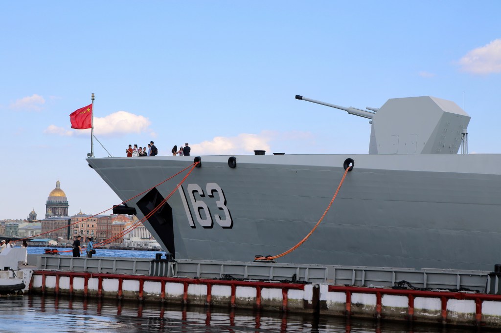 A Chinese destroyer Nanchang docked in St. Petersburg on July 23, 2024.