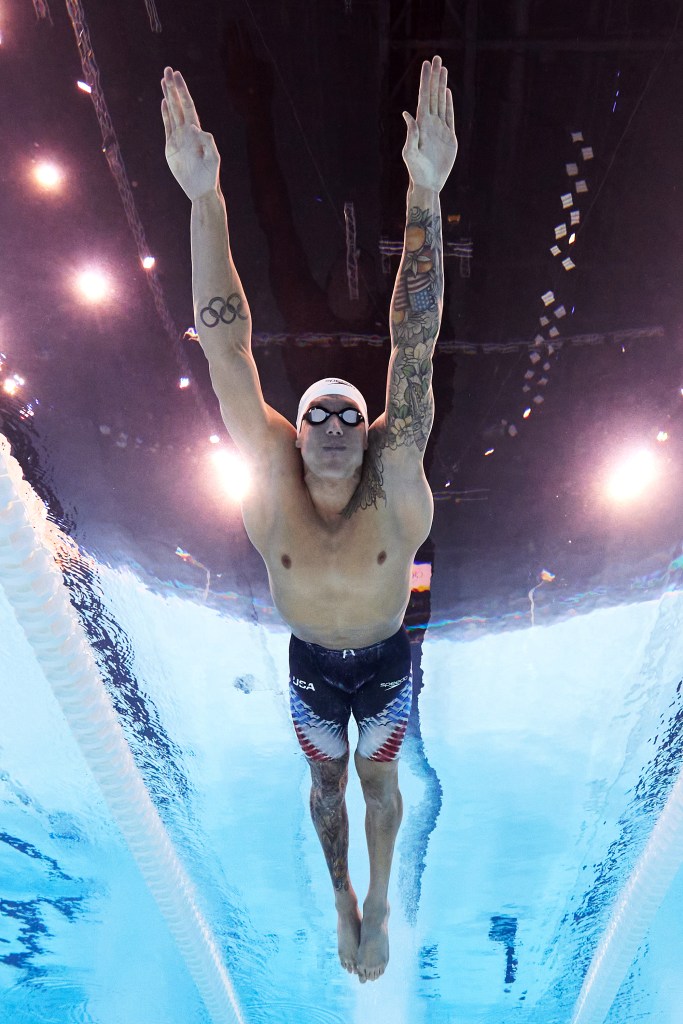 Caeleb Dressel of Team United States competing in Men's 100m Butterfly heats, August 02, 2024 in Nanterre, France.