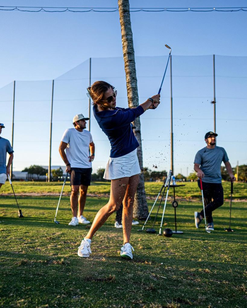 Kai Trump, Donald Trump's granddaughter, swinging a golf club, committing to play golf at University of Miami
