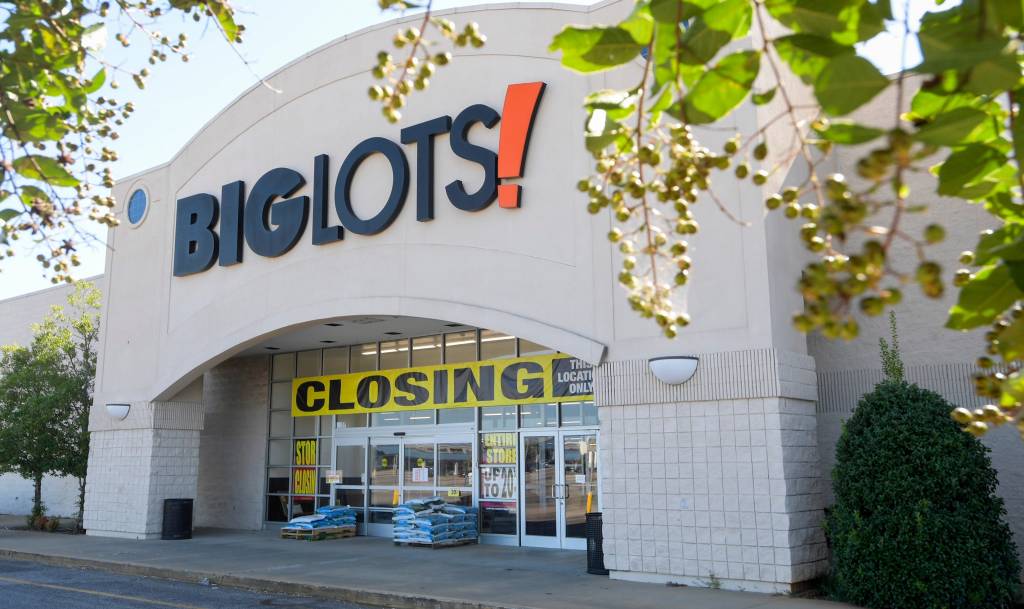 Big Lots store in Prattville, Ala., with closing soon signs over the doors.