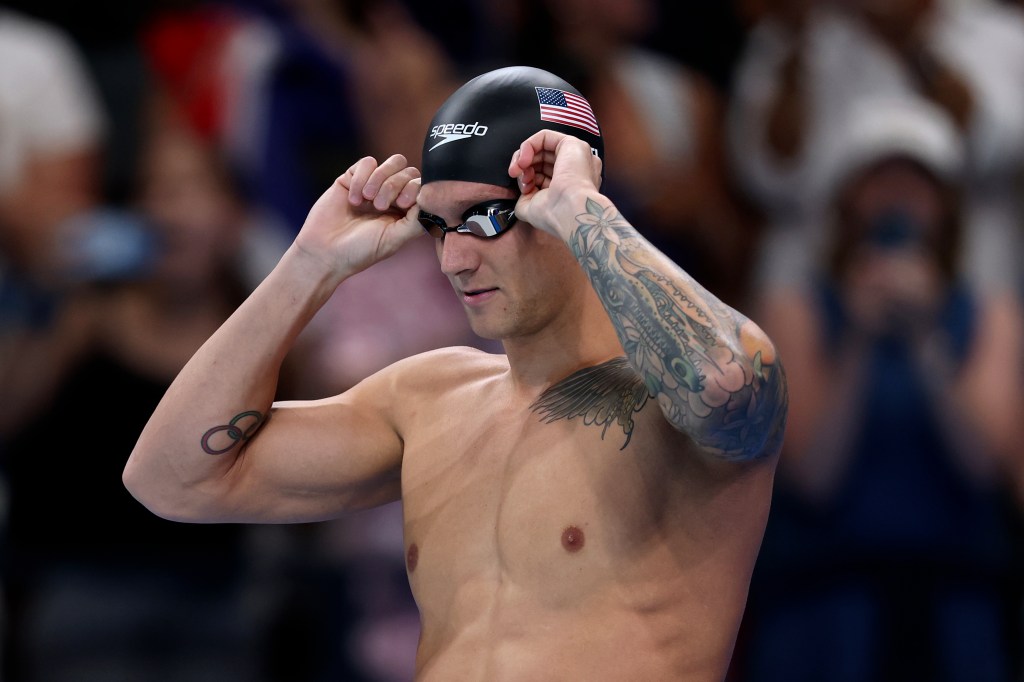 Caeleb Dressel of Team United States prepares to compete in the Men's 50m Freestyle Final at Paris La Defense Arena on August 02, 2024.