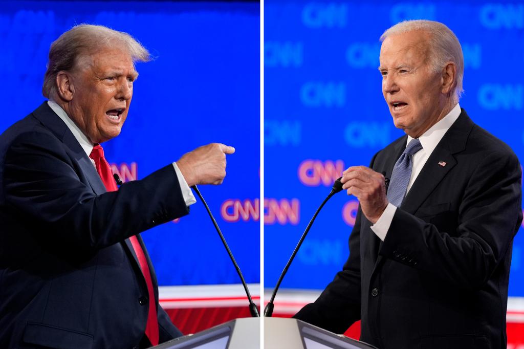 Donald Trump facing off against Joe Biden in the disasterous CNN debate.