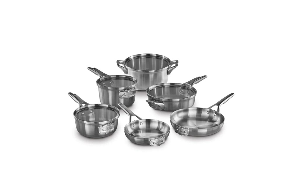 Calphalon Premier Space Saving 10 Piece Stainless Steel Cookware Set
