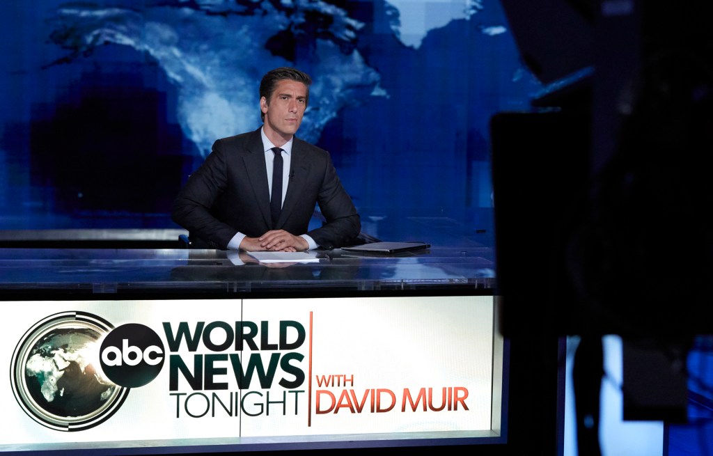 David Muir anchoring 'World News Tonight' at a desk