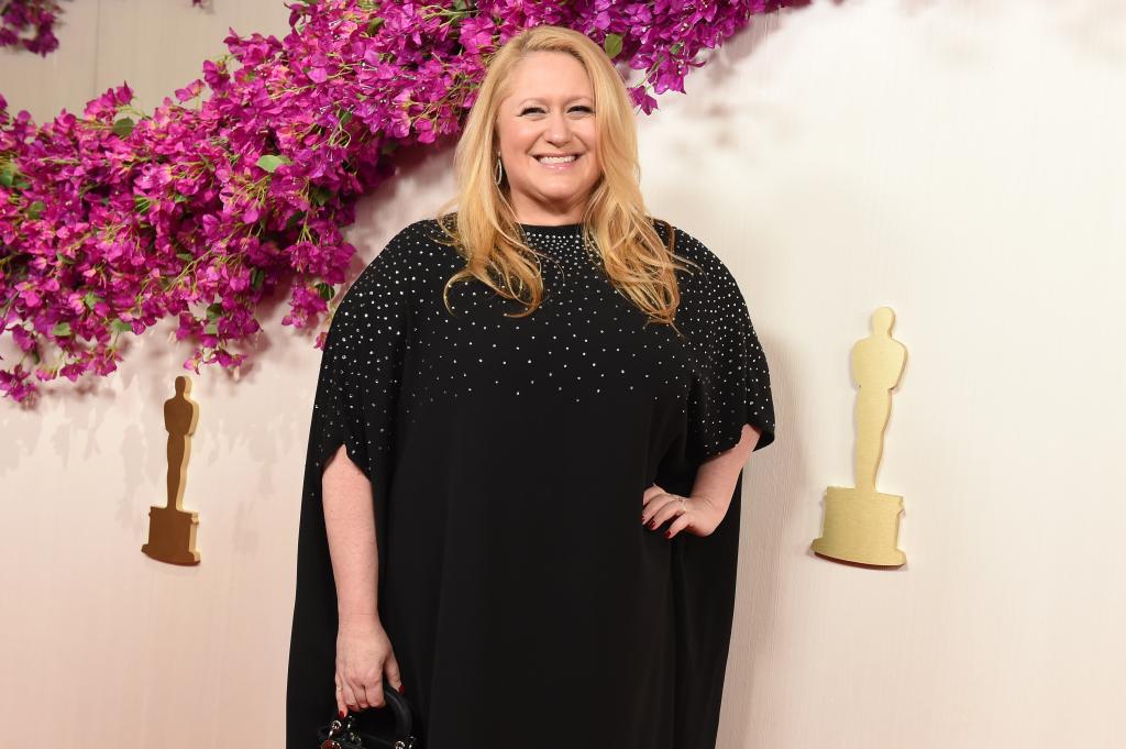 Debra OConnell in a black dress at the 96th Annual Oscars held at Ovation Hollywood, Los Angeles, California