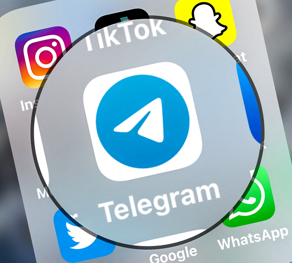 Telegram Messenger logo displayed on a tablet screen in Lille, northern France