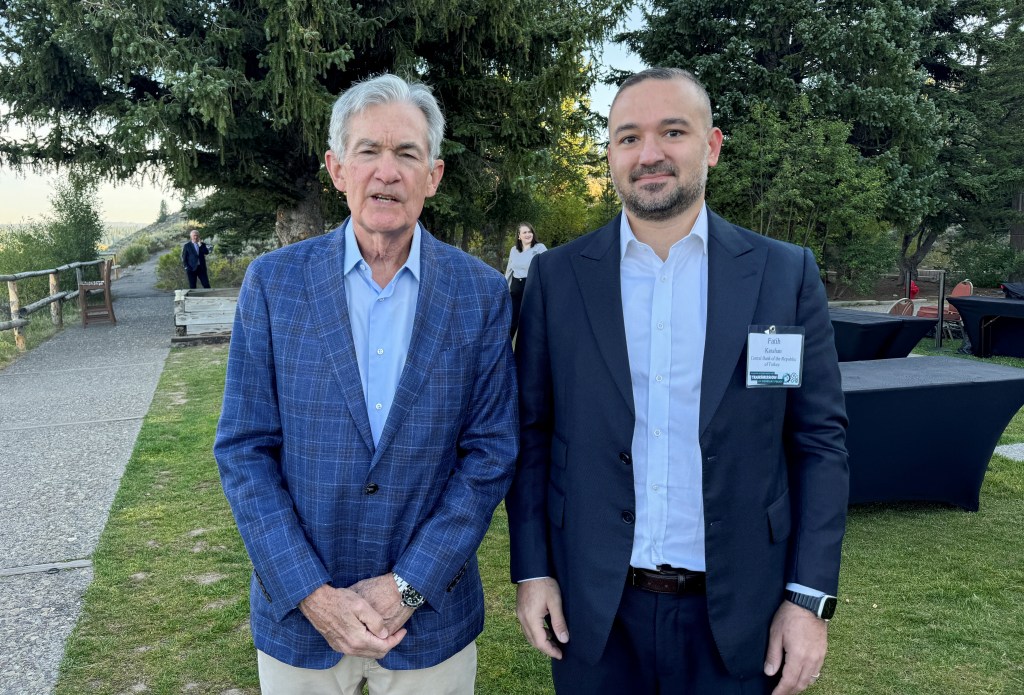 Federal Reserve Chair Jerome Powell and Turkish Central Bank Governor at Jackson Hole, Wyo. on Friday.