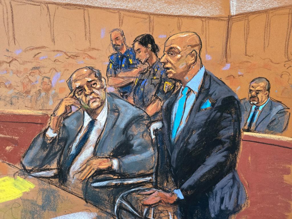 weinstein court sketch in wheelchair