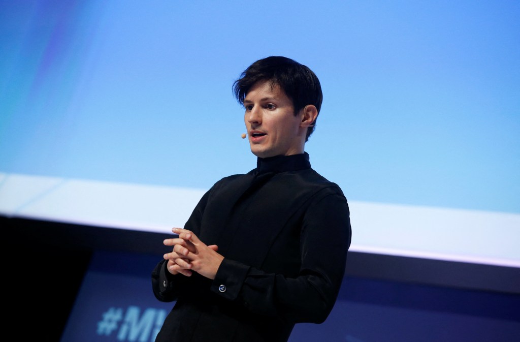 Pavel Durov, Founder and CEO of Telegram, delivering a keynote speech at the Mobile World Congress in Barcelona, 2016