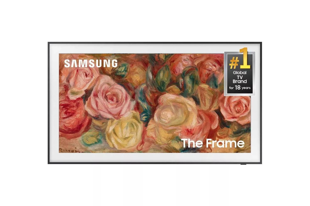 A rectangular frame showcasing a painting of flowers