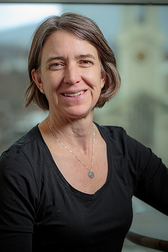 Jane Dietze, Brown University's Vice President and Chief Investment Officer, wearing a black shirt