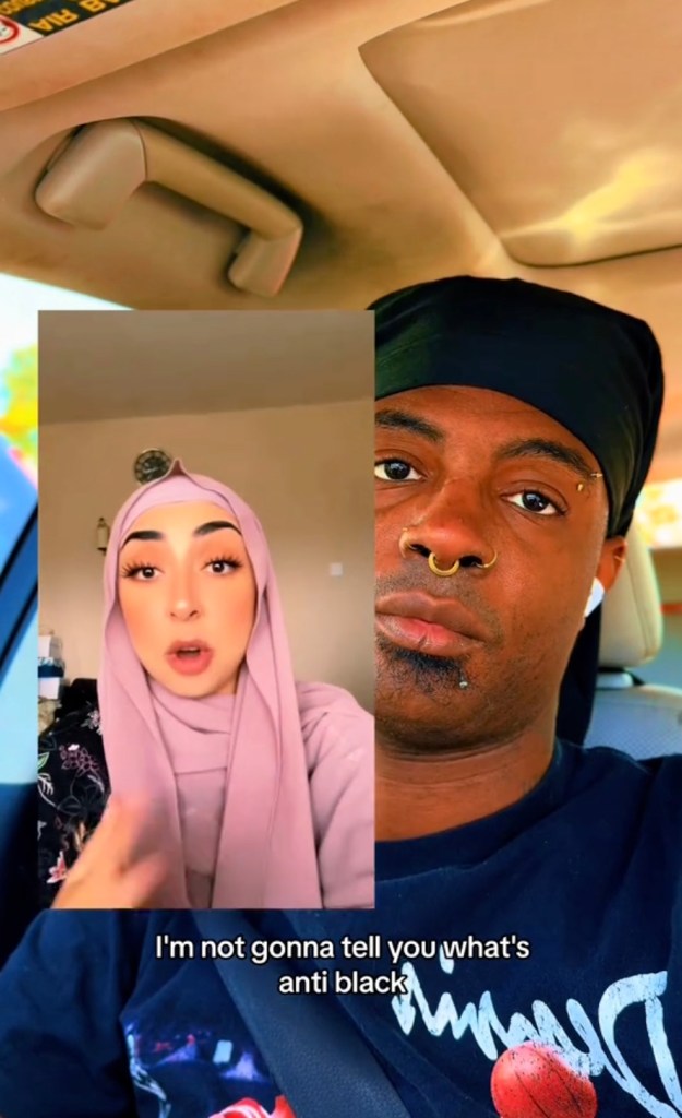 Black content creator on TikTok stitching with pro-Palestine activist