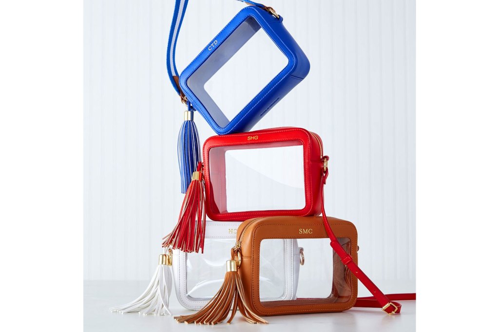 A stack of colorful bags from Mark and Graham