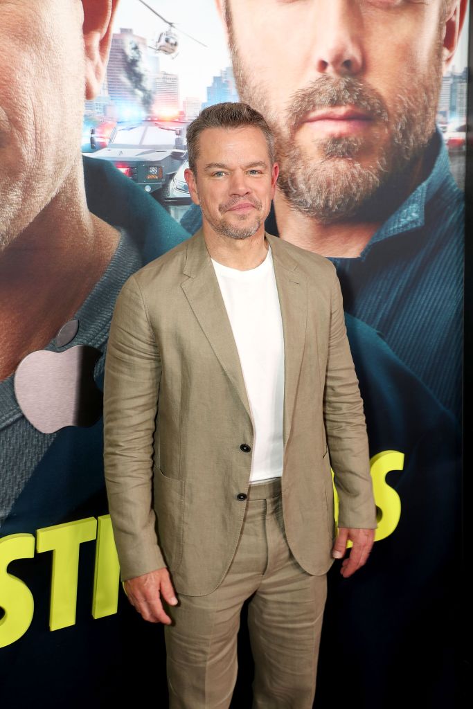 Matt Damon poses at the world premiere of "The Instigators." 