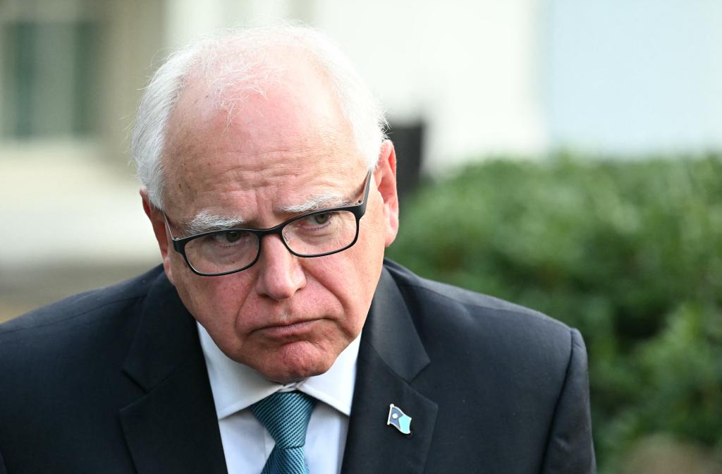 Minnesota Governor Tim Walz speaking to reporters at the White House after a meeting with US President Joe Biden in July 2024.