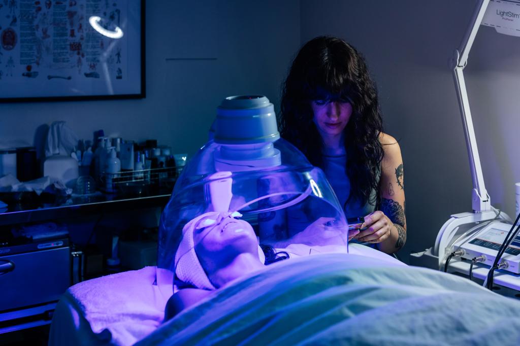 Monica David, seen here giving an astrology reading to Mischa Tedesco on Aug. 7, said she started adding the birth charts readings as a service “for fun.”