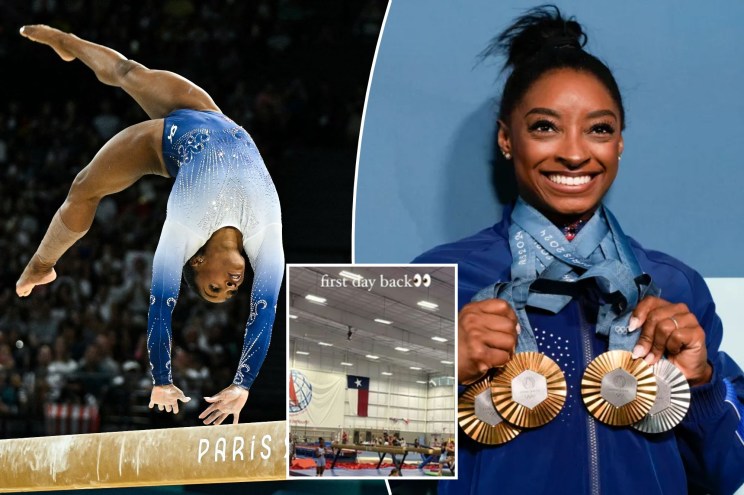 Simone Biles teases 'first day back' at the gym after dominant Paris Olympics