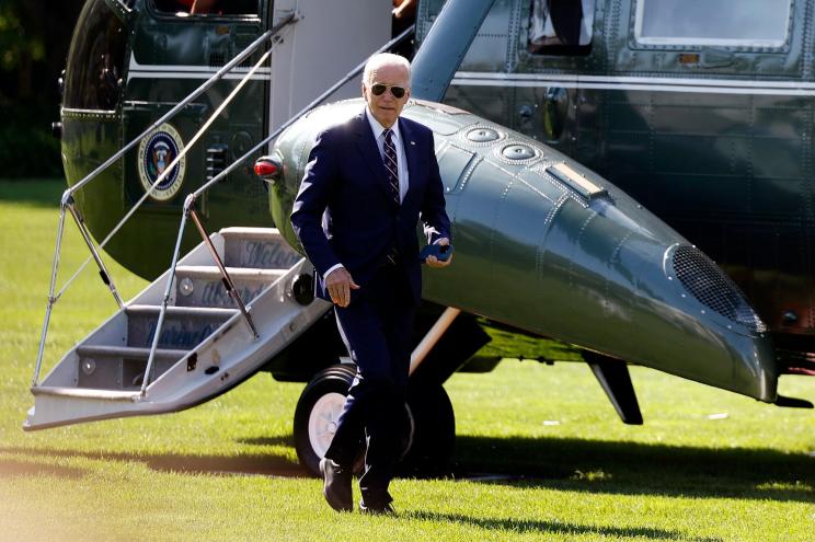 President Biden arriving at the White House on Aug. 12, 2024.